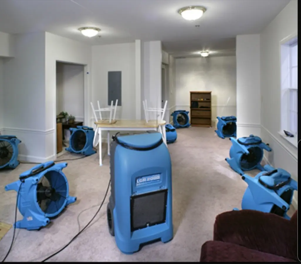 Air movers and dehumidifier setup for Water Damage Restoration in Little Elm